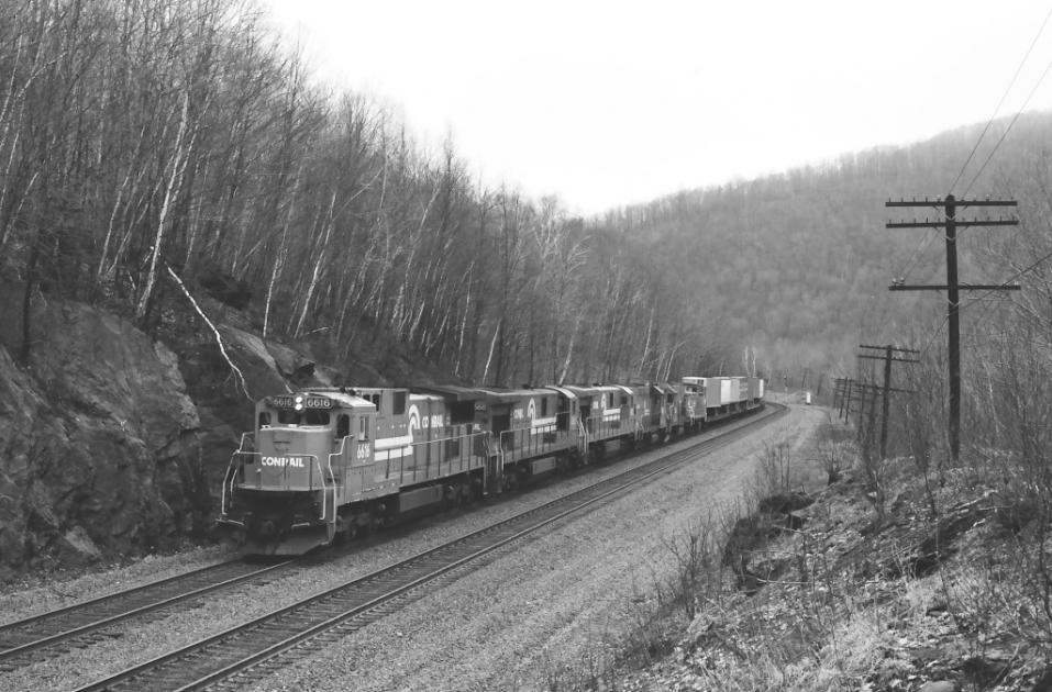 CR 6616 (2) at Becket, MA. on 4/18/87. Conrail Photo Archive