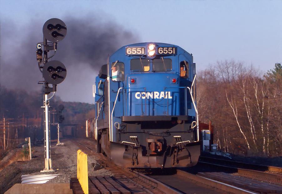 CR 6551 at East Brookfield, MA. on 5/2/87. (3) Conrail Photo Archive